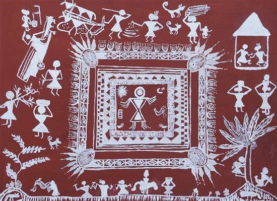 Tribal ceremony, painting by Priyanka Khade