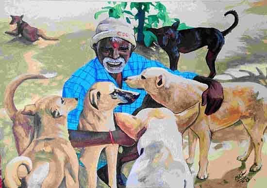 painting by Mohit Kharkwal - Dog's care