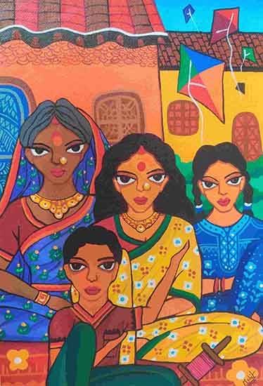 painting by Mohit Kharkwal - Kites