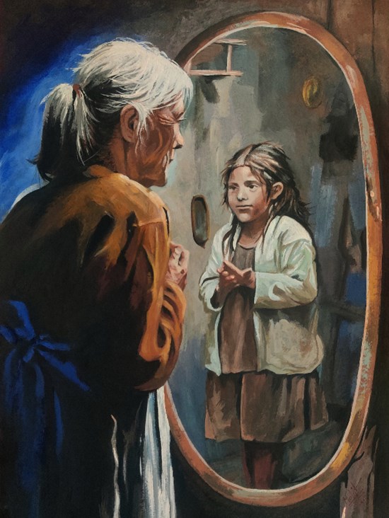 Old to birth age grandpa, painting by Mohit Kharkwal