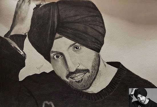 Diljit Dosanjh, painting by Yatin Thapan
