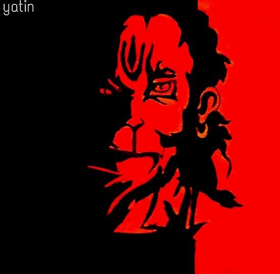 Jai Hanuman, painting by Yatin Thapan
