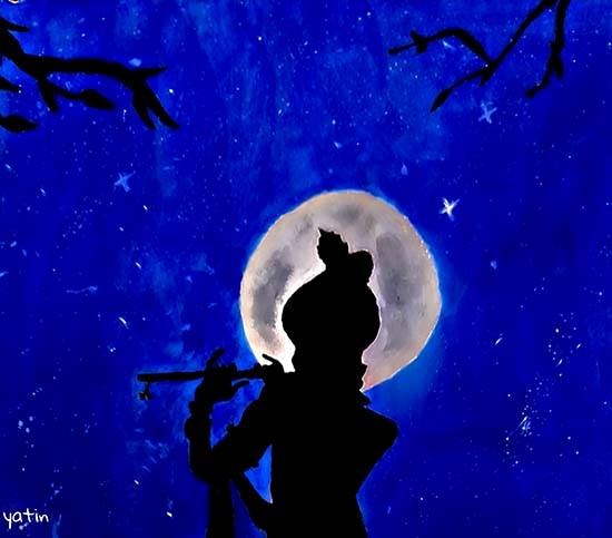 Jai Shree Krishna, painting by Yatin Thapan