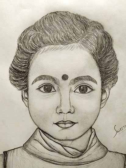 Painting  by Swastika Maiti - Portrait of a little girl - 1