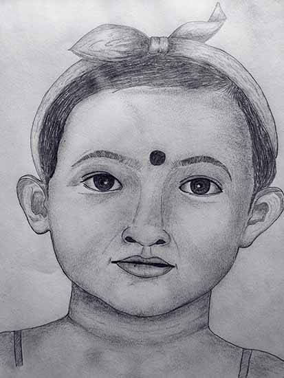 Painting  by Swastika Maiti - Portrait of a little girl