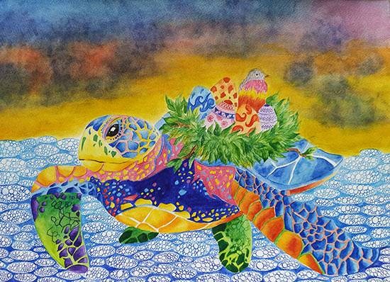 The turtle, painting by Anjali Bhagat