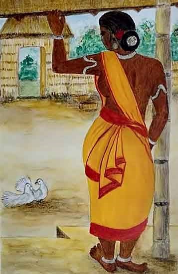 Waiting, painting by Moumita Chowdhury