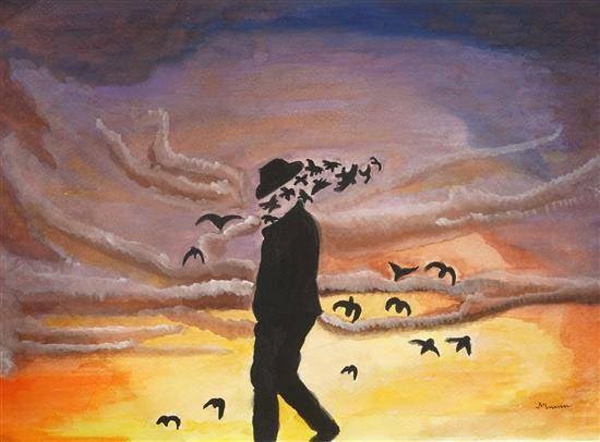 Share your wisdom before the Sun sets, before the light fades, painting by Mumu Ghosh