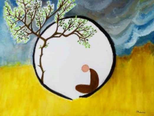 Me and the Tree of My Life, painting by Mumu Ghosh
