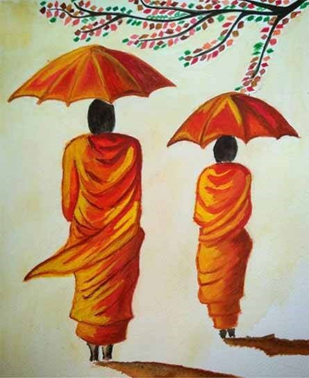 Sainthood: A journey of learning, painting by Mumu Ghosh