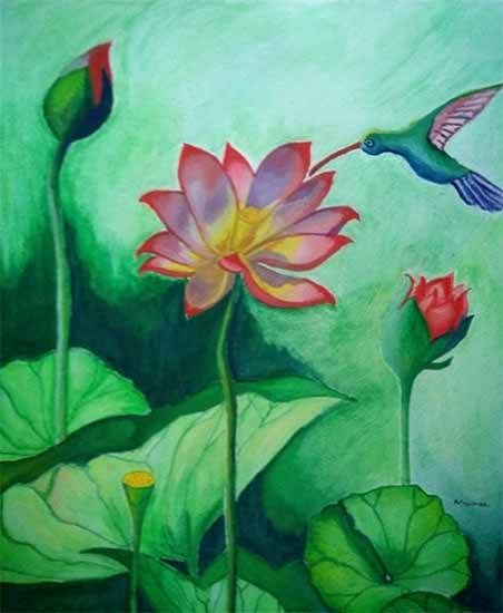 Lotus, painting by Mumu Ghosh