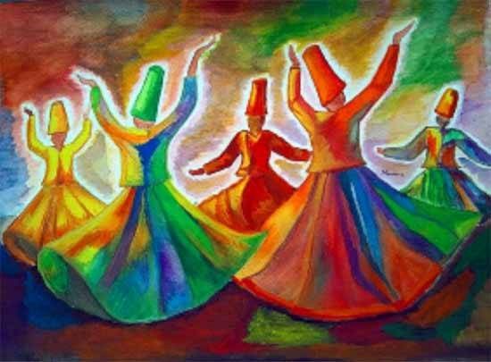 Whirling Meditation, painting by Mumu Ghosh