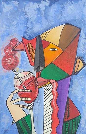 A glass of wine, painting by Atharva Dhawale
