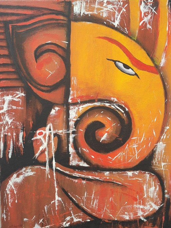 Ganpati, painting by Atharva Dhawale
