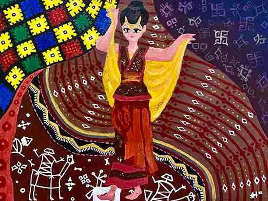 Painting  by Nada Nufasha Arriza Damanik - The Dancer’s Weave