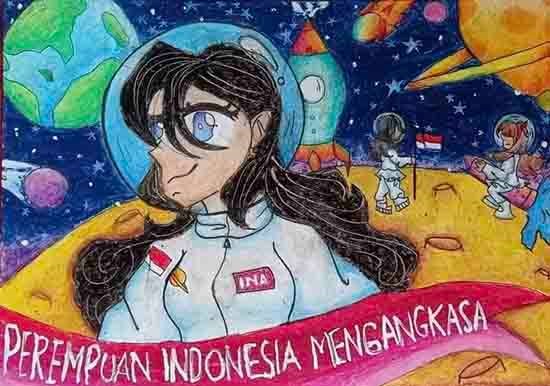 Woman Astronaut, painting by Nada Nufasha Arriza Damanik
