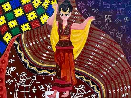 The Dancer’s Weave, painting by Nada Nufasha Arriza Damanik