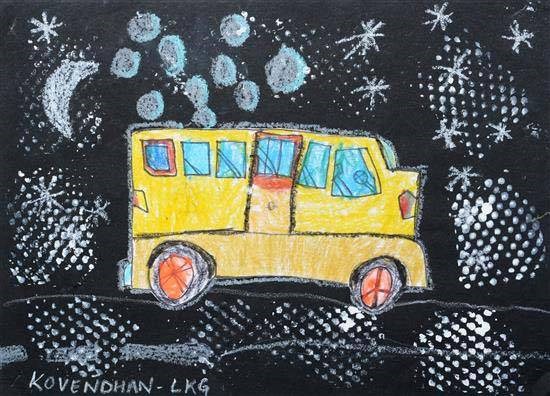 School bus, painting by Kovendhan V A