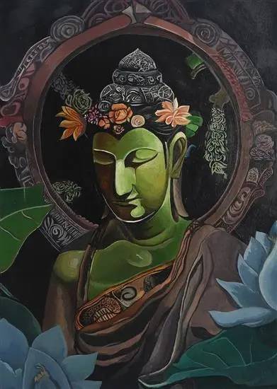 Painting  by Debarpan Mal - Meditated Buddha