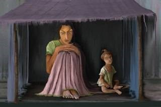 A Poor Girl, painting by Gagandeep Kaur