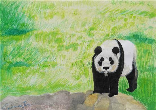 Painting  by Saisidhartha Jena - Peaceful place of Panda