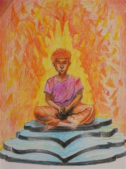The Children in Meditation, painting by Saisidhartha Jena