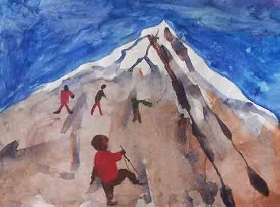 Journey to peak, painting by Malavika V P