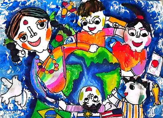 Painting  by Zareer Hasan - Child in Happy world