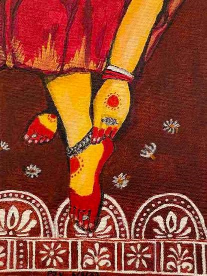 Goddess Laxmi’s feet, painting by Pradnya Vaidya