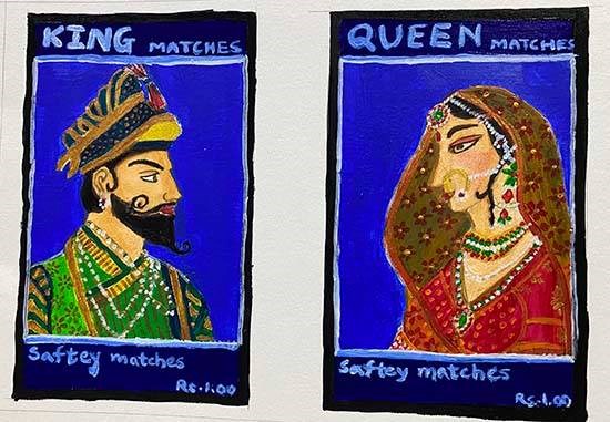 Raja Rani Matchsticks, painting by Pradnya Vaidya