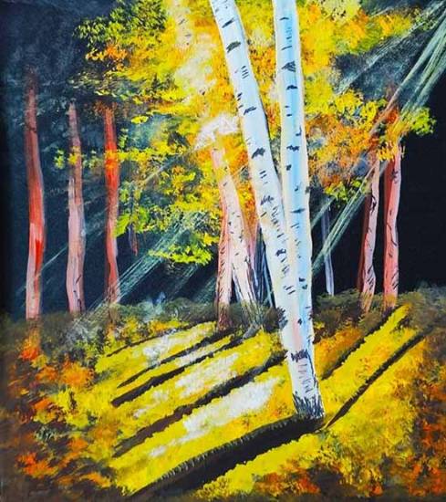 painting by Priyanka Bansal - Vihaan (First ray of the Sun)