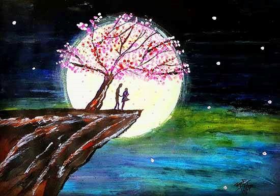 Moonrise, painting by Priyanka Bansal