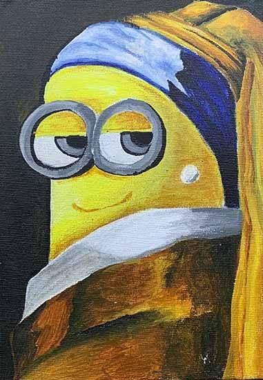 Painting  by Aanya Jain - Minion with a pearl earring