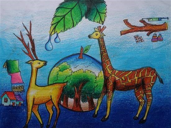 Environment and Forest, painting by Purabi Baral