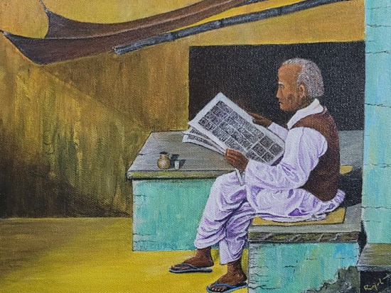 Grandfather, painting by Rajat Kumar Das