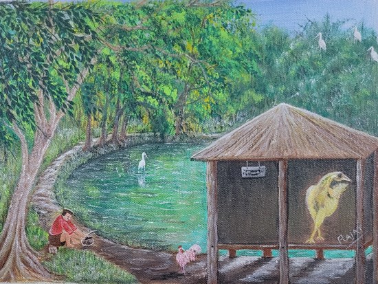 Weaver, painting by Rajat Kumar Das