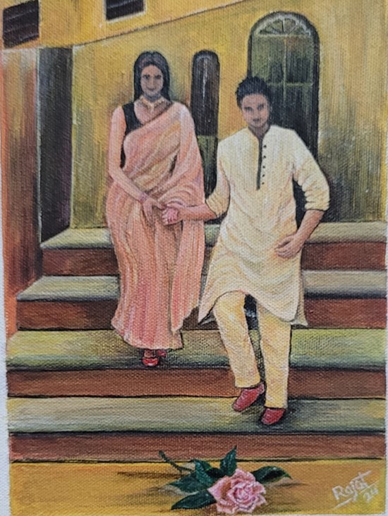 Come along, painting by Rajat Kumar Das