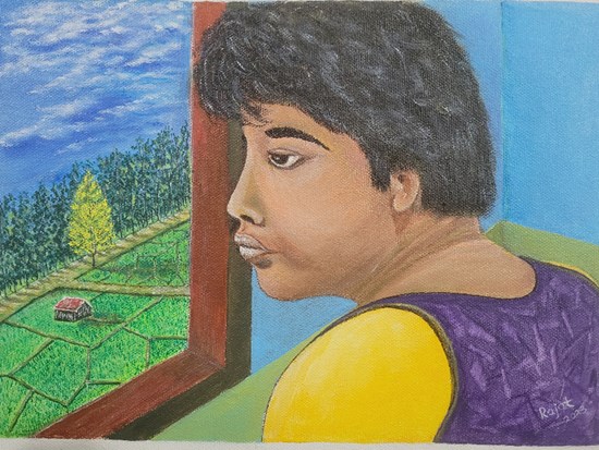 Mad girl, painting by Rajat Kumar Das