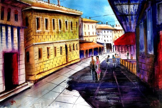 City Scape - XII, painting by Ivan Gomes