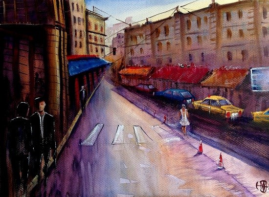 City Scape - XIV, painting by Ivan Gomes