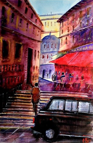 City Scape - XVIII, painting by Ivan Gomes