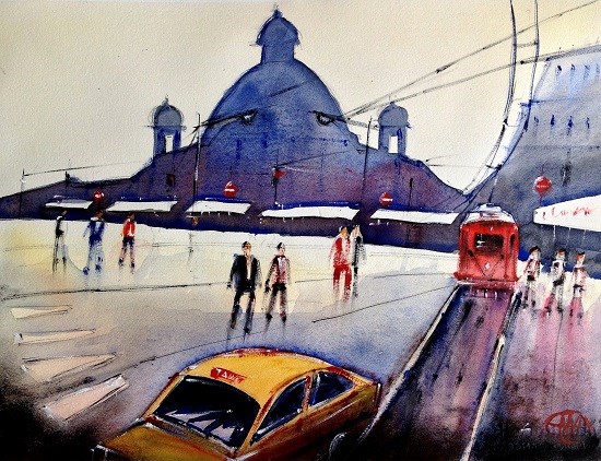 CityScape - XXV, painting by Ivan Gomes