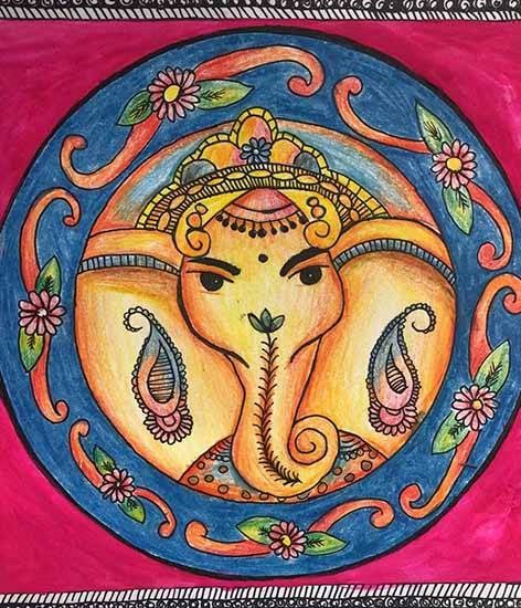 Colourful Ganesha, painting by Kashish Desai