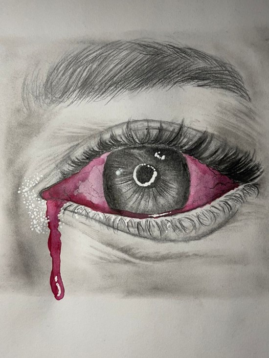Pain through tears, painting by Kashish Desai