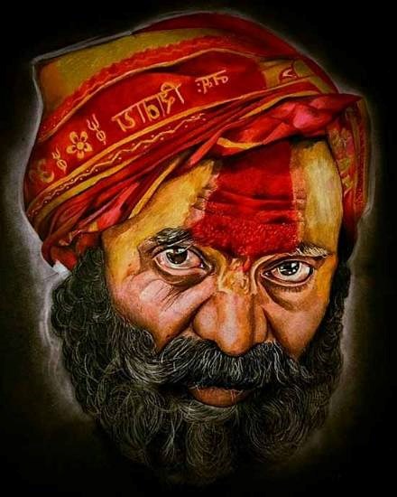 Kashi Bhakt, painting by Shivam Chauhan