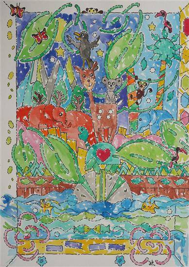 painting by Hilde Kvale - The Four Friends