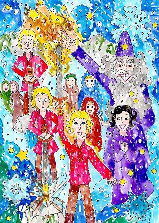 The Sword in the Stone, painting by Hilde Kvale