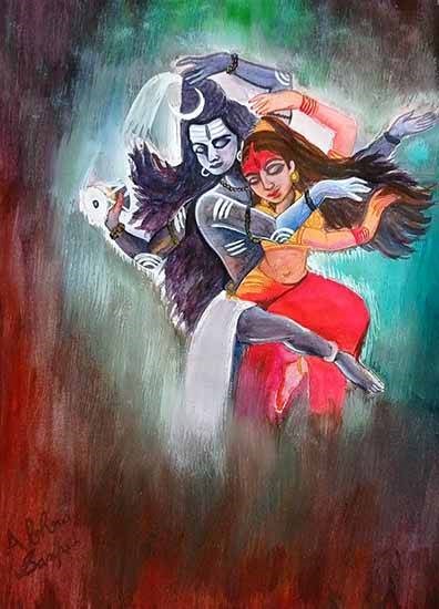 The Divine Dance, painting by Abhra Sanpui