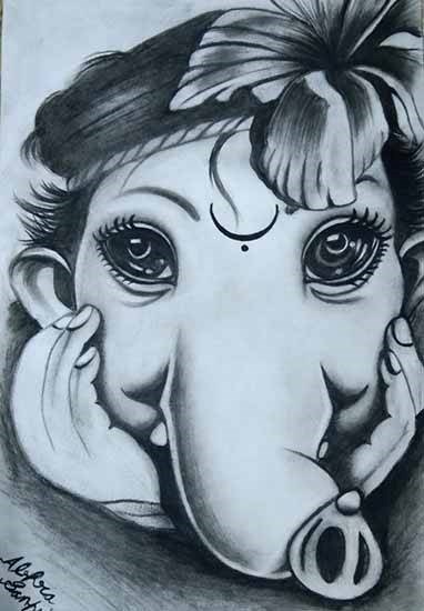 Cutie Bal Ganesh, painting by Abhra Sanpui