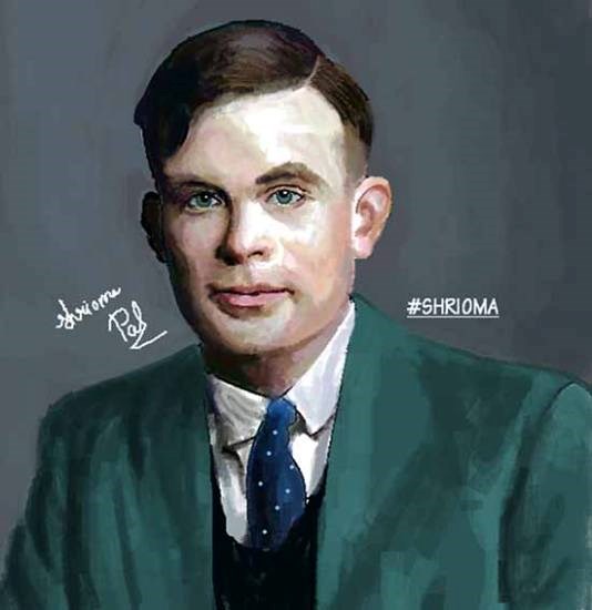 Sir Alan Mathison Turing, painting by Shrioma Pal